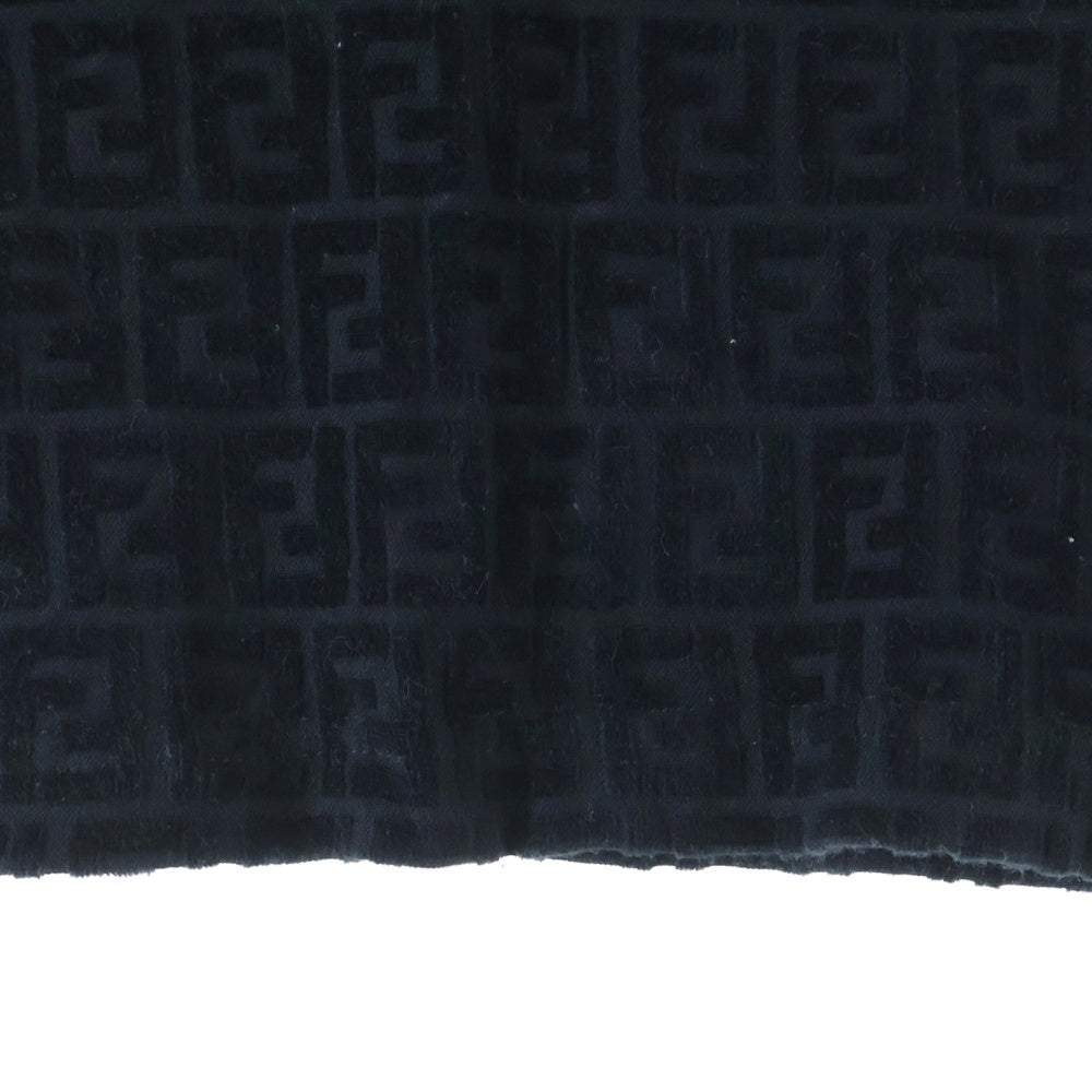 FENDI(フェンディ) ズッカ柄 ショート丈 クルーネック 半袖Tシャツ カットソー ブラック レディース
