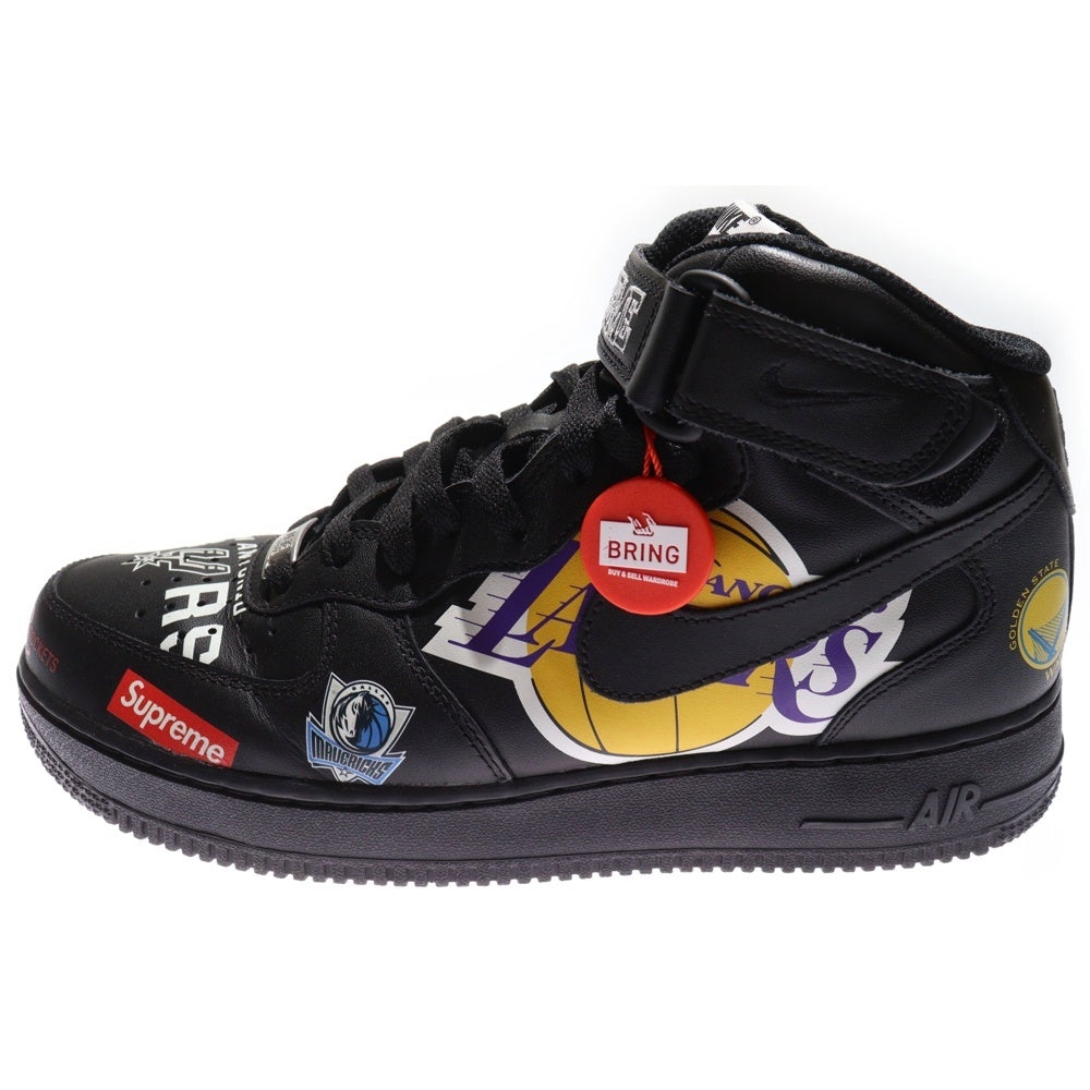 NIKE(ナイキ) × SUPREME AIR FORCE 1 MID NBA TEAM シュプリーム エアフォース1 ミッド NBAチーム ミッドカットスニーカー ブラック US9.5/27.5cm AQ8017-001