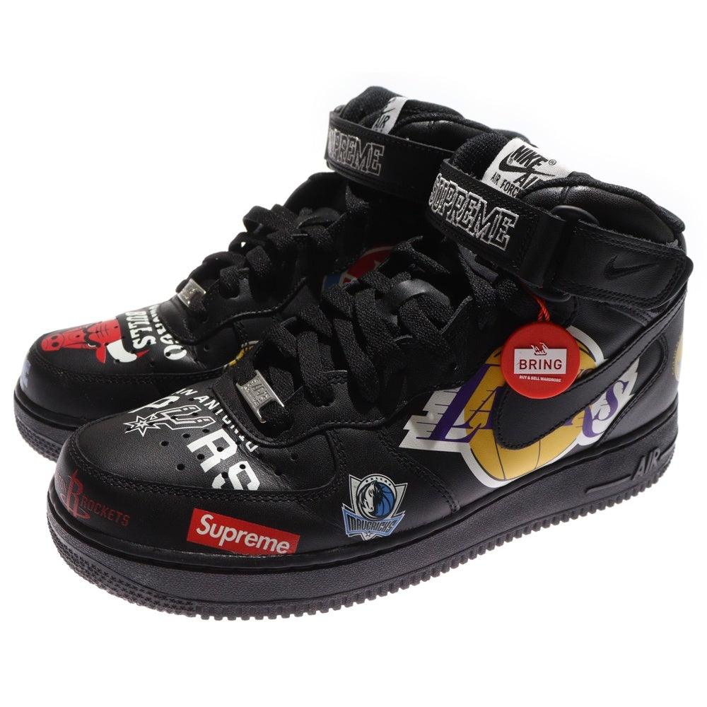 NIKE(ナイキ) × SUPREME AIR FORCE 1 MID NBA TEAM シュプリーム エアフォース1 ミッド NBAチーム ミッドカットスニーカー ブラック US9.5/27.5cm AQ8017-001