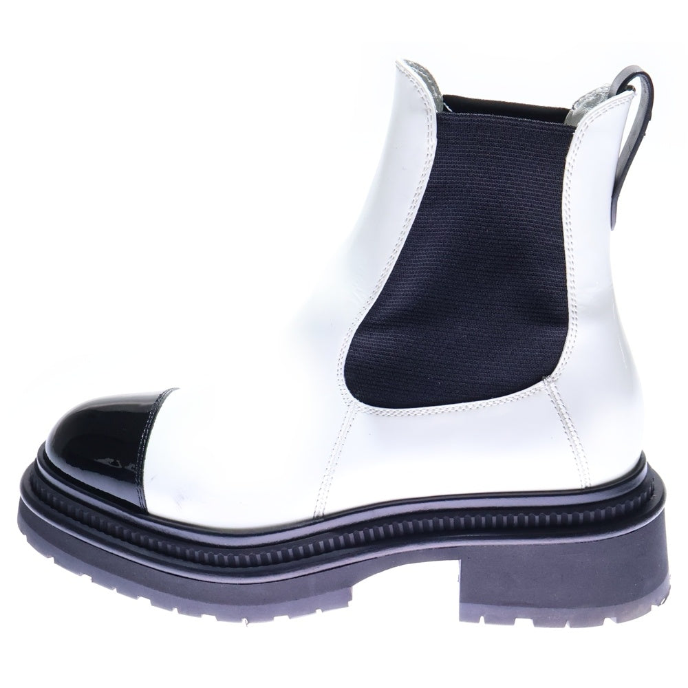 シャネル　ショートブーツ バイカラー　レア　37 シャネル ショートブーツ バイカラー レア 37