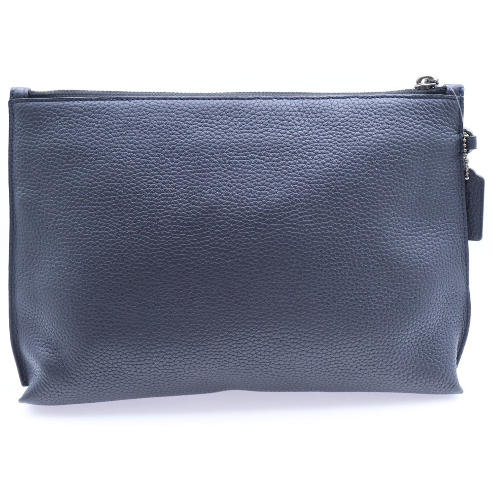 COACH(コーチ) ロゴストラップ付 レザー セカンドバッグ ネイビー