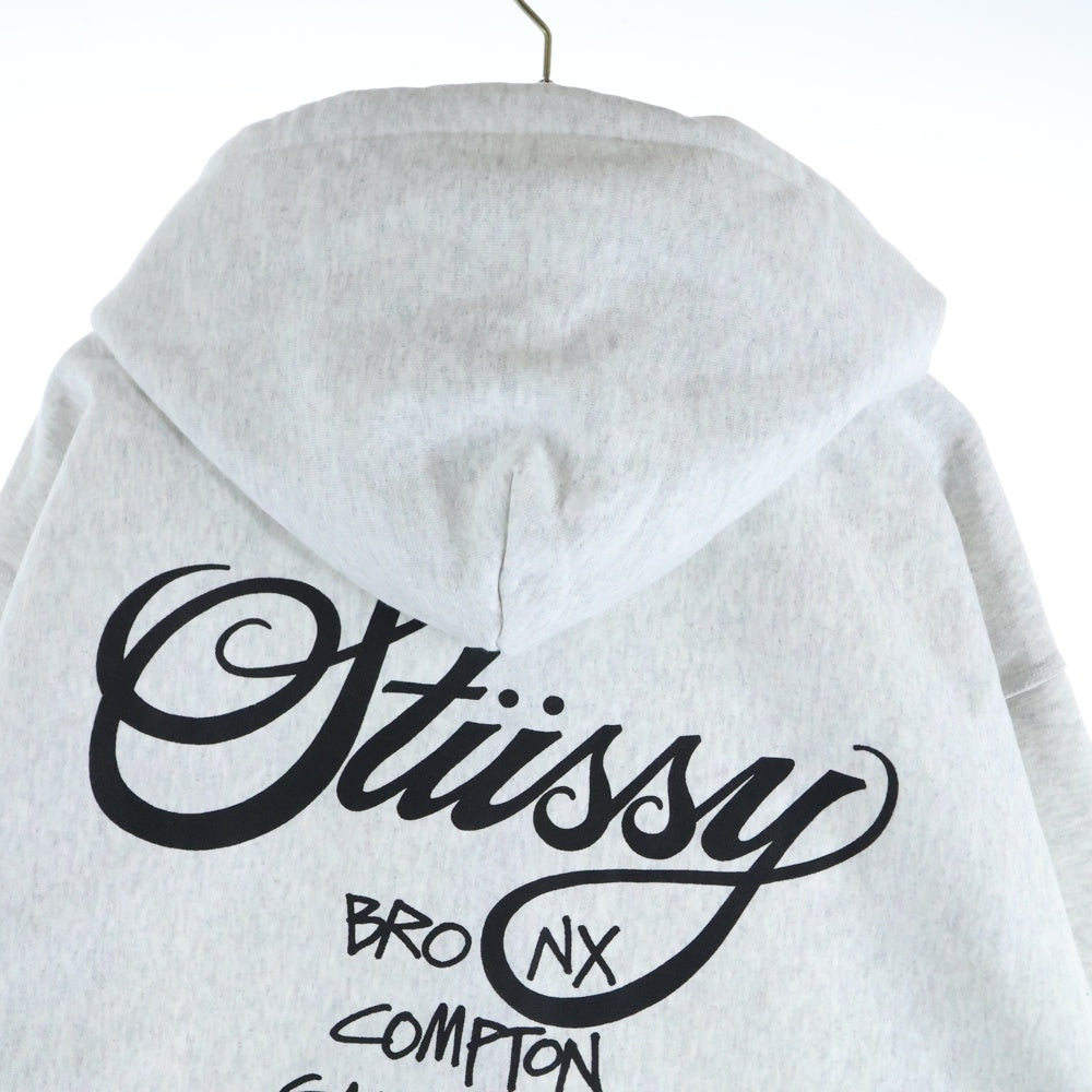 STUSSY(ステューシー) World Tour ワールドツアーロゴ バックプリント ジップアップパーカー フーディー グレー