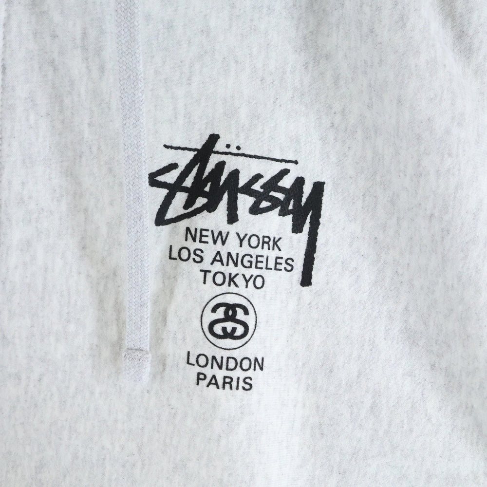 STUSSY(ステューシー) World Tour ワールドツアーロゴ バックプリント ジップアップパーカー フーディー グレー