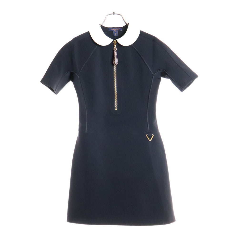 LOUIS VUITTON(ルイヴィトン) 24SS テクニカルジャージーピーターパンカラードレス 半袖ワンピース ブラック レディース RW241WW G72 FQDR45
