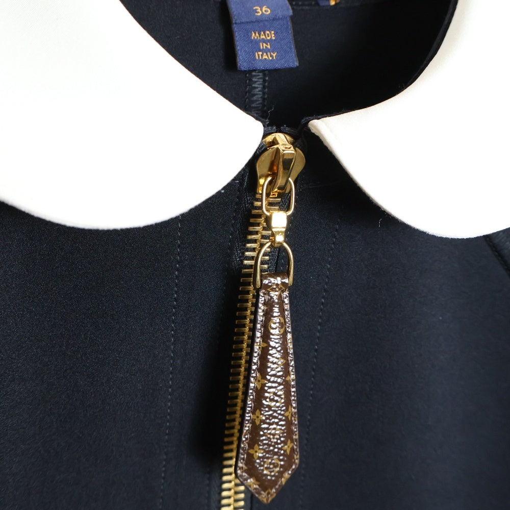 LOUIS VUITTON(ルイヴィトン) 24SS テクニカルジャージーピーターパンカラードレス 半袖ワンピース ブラック レディース RW241WW G72 FQDR45