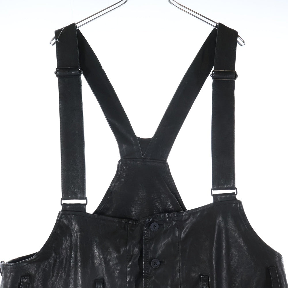 Yohji Yamamoto POUR HOMME(ヨウジヤマモト プールオム) 24SS ×BACKLASH Furniture Steer Leather Overalls バックラッシュ ステアレザーオーバーオール ブラック HS-D98-700