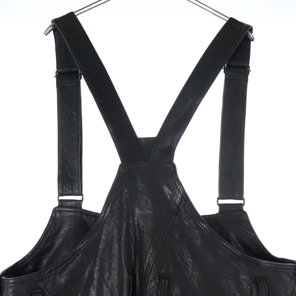 Yohji Yamamoto POUR HOMME(ヨウジヤマモト プールオム) 24SS ×BACKLASH Furniture Steer Leather Overalls バックラッシュ ステアレザーオーバーオール ブラック HS-D98-700