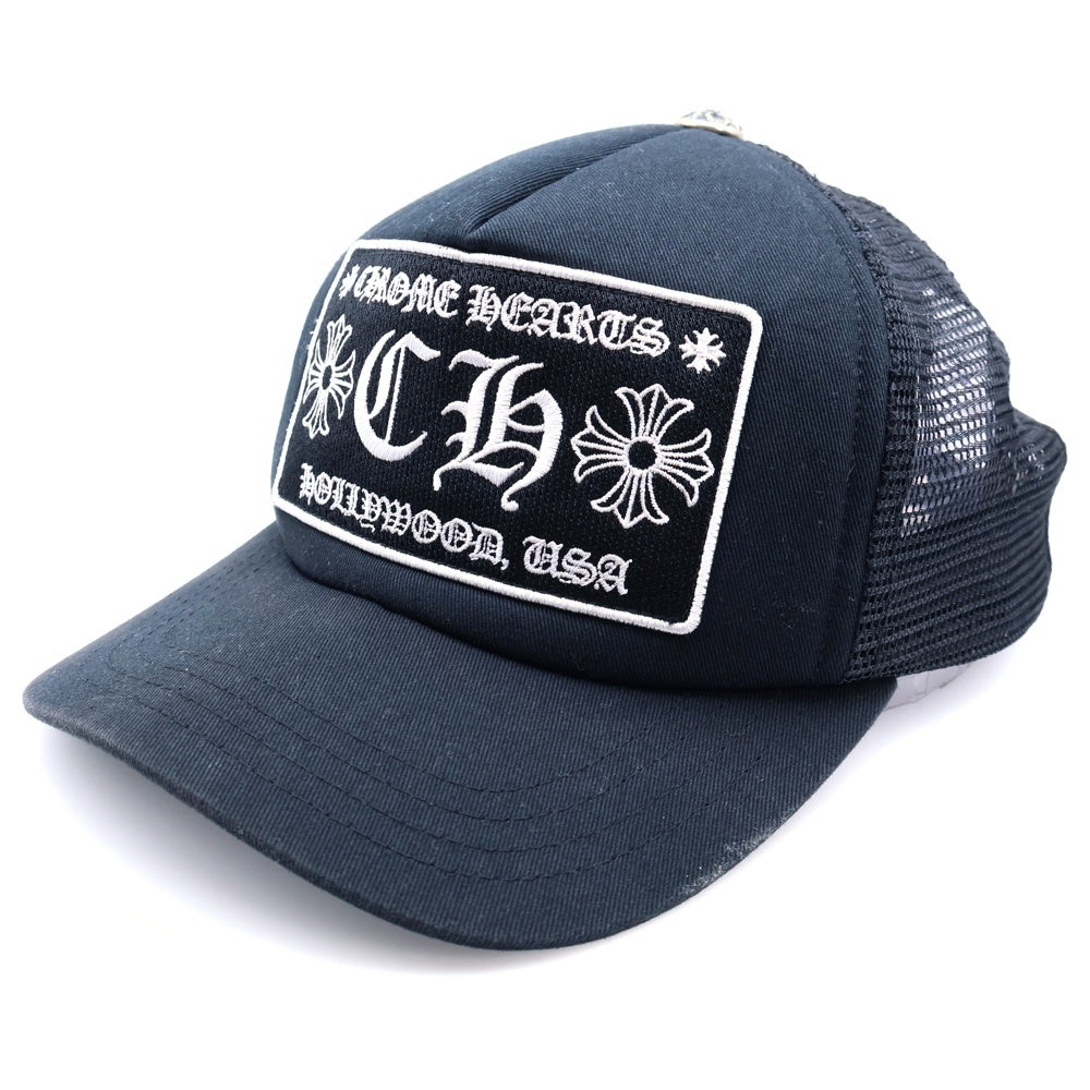 CHROME HEARTS(クロムハーツ) TRUCKER CAP トラッカーキャップ CH刺繍パッチクロスボール付メッシュ帽子 ブラック