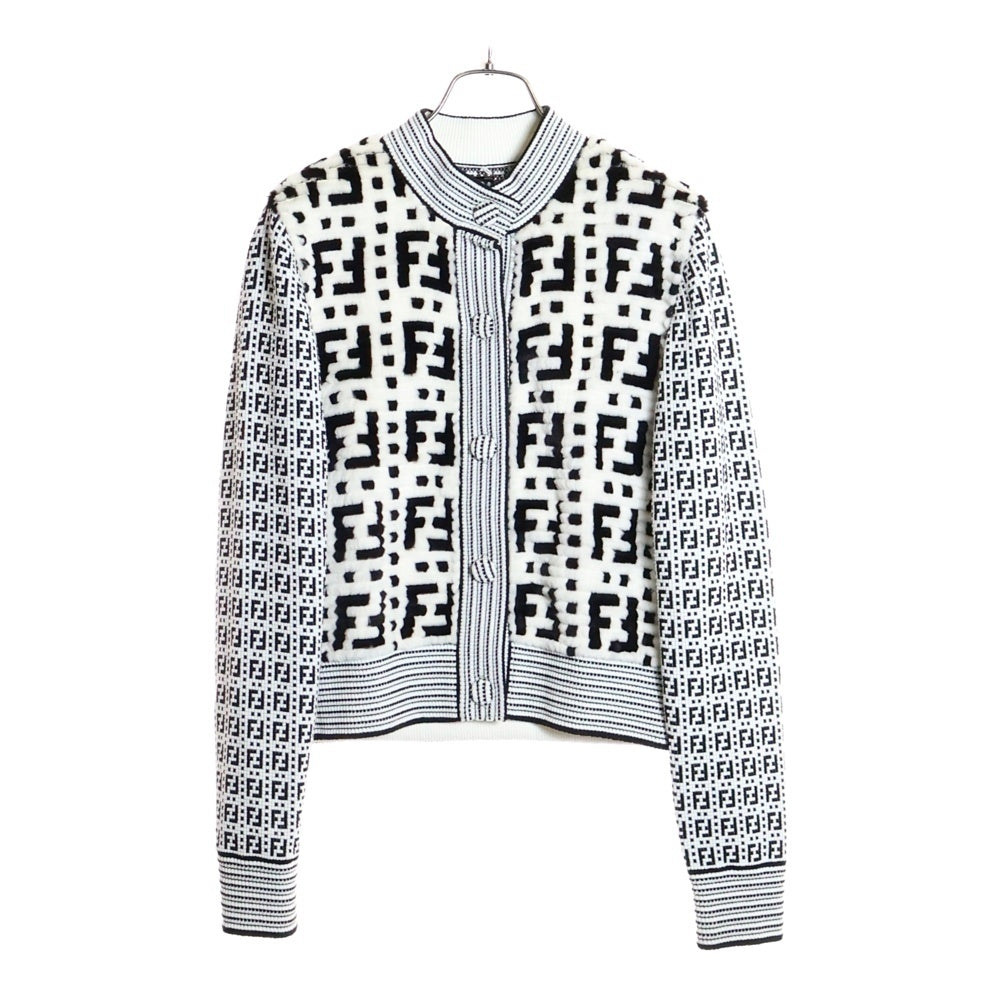 FENDI(フェンディ) フロントミンクファー ズッカ総柄 ニットジャケット