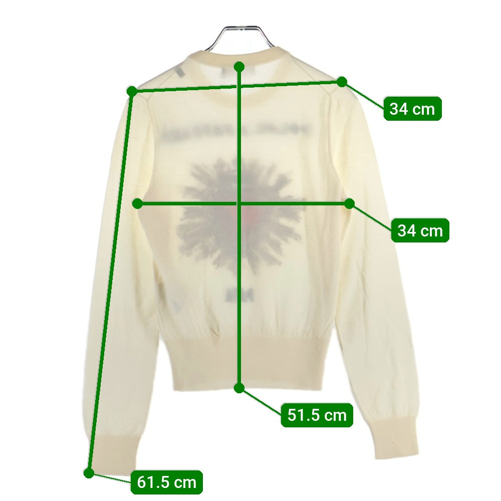 DOLCE & GABBANA(ドルチェアンドガッバーナ) カシミヤシルク混 ハート刺繍 クルーネックニット 薄手セーター アイボリー レディース FX205Z/JAW4R