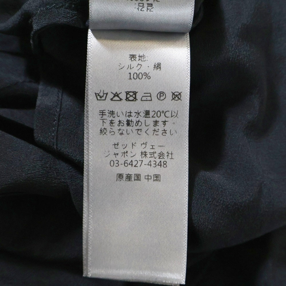 ZADIG&VOLTAIRE(ザディグエヴォルテール) ストーン装飾 プリーツ長袖シルクシャツ ブラック レディース