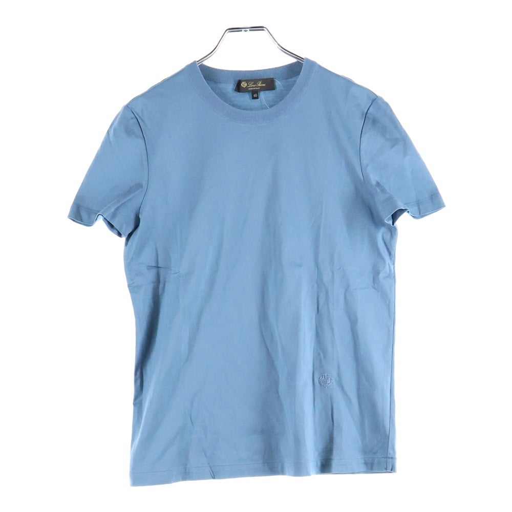 Loro Piana(ロロピアーナ) ロゴ刺繍 半袖Tシャツ クルーネックカットソー レディース ブルー