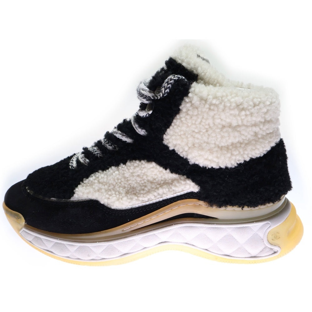CHANEL(シャネル) ココマーク ボア ムートンハイカットスニーカー ブラック/ホワイト レディース G35206