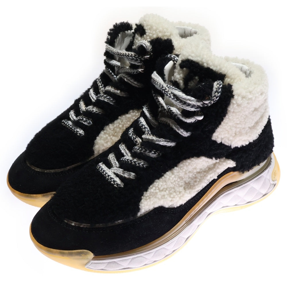 CHANEL(シャネル) ココマーク ボア ムートンハイカットスニーカー ブラック/ホワイト レディース G35206