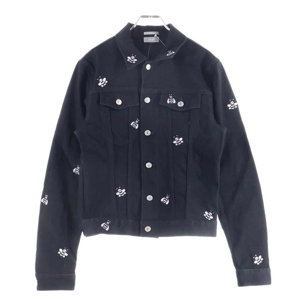 Dior HOMME(ディオールオム) ×KAWS 19SS Bee刺繍 トラッカーデニムジャケット ブラック 923C415W9493