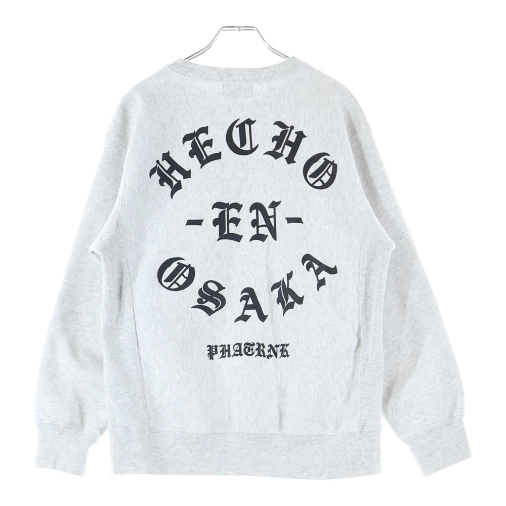 PHATRNK(ファットランク) HECHO EN OSAKA SWEAT 両面プリント クルーネックトレーナー 長袖スウェット グレー