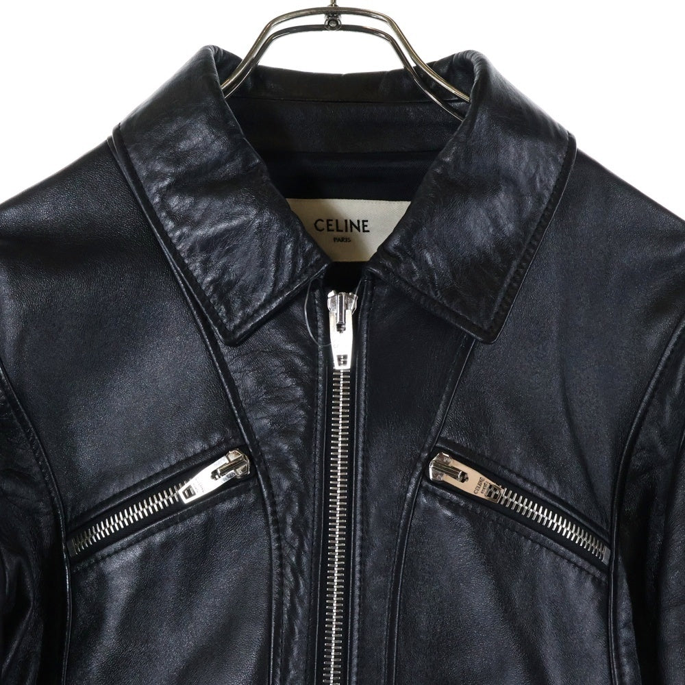 CELINE(セリーヌ) 24SS ソフトラムスキン クラシックストレートブルゾン レザージャケット ブラック 2EI02269L.38NO