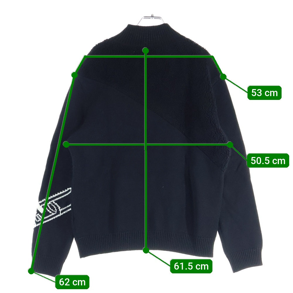 FENDI(フェンディ) モックネック ボア切り返し フロントデザイン ニット セーター ブラック FZX073 AL3S