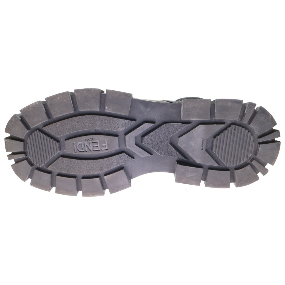 FENDI(フェンディ) ズッカ柄 FFロゴソール レースアップ ジップアップブーツ ブラック 7U1458