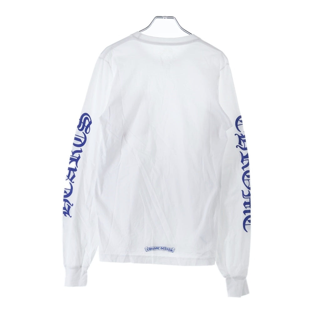 CHROME HEARTS(クロムハーツ) Neck Logo ネックロゴ アームプリント ロングスリーブ L/S 長袖 ポケットTシャツ カットソー ホワイト/ブルー