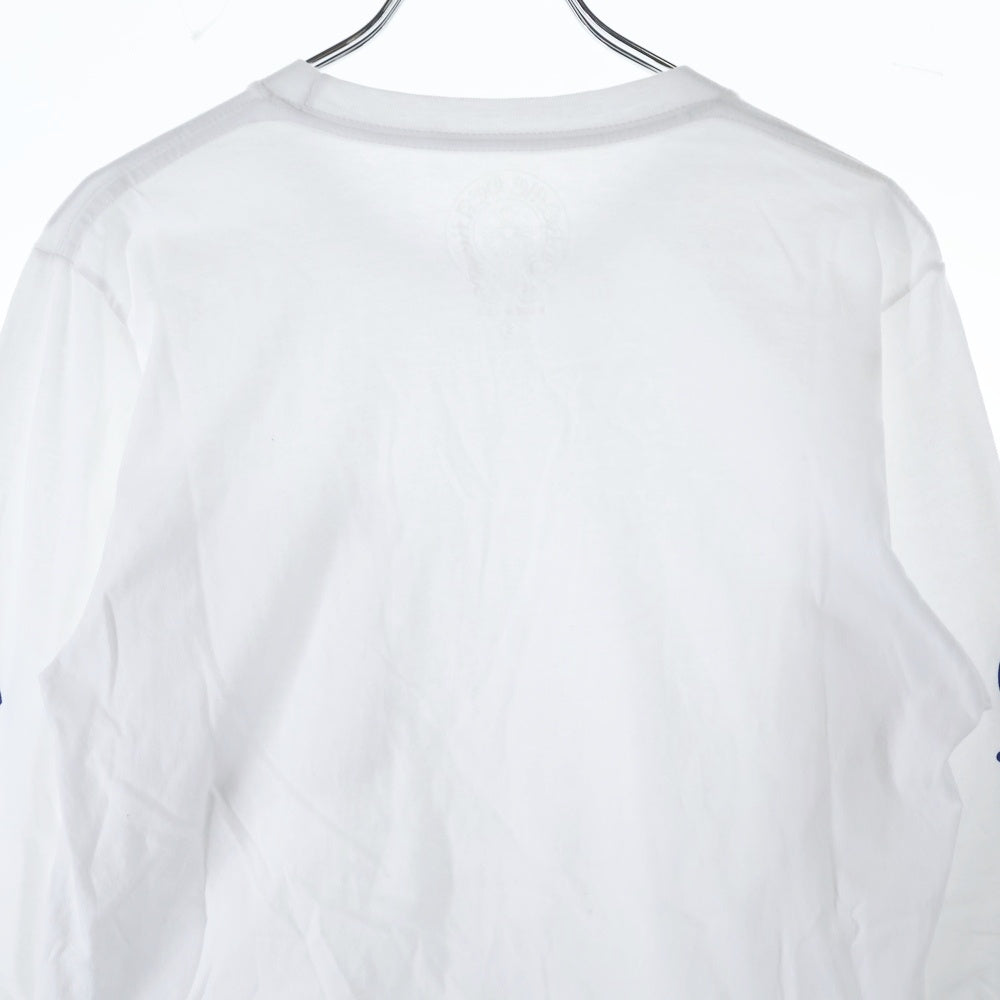 CHROME HEARTS(クロムハーツ) Neck Logo ネックロゴ アームプリント ロングスリーブ L/S 長袖 ポケットTシャツ カットソー ホワイト/ブルー