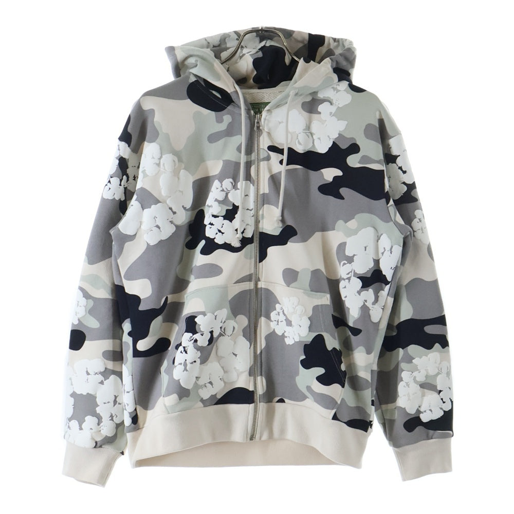 DENIM TEARS(デニムティアーズ) CAMO COTTON WREATH カモフラ 迷彩 ジップアップパーカー スウェットフーディー ホワイト