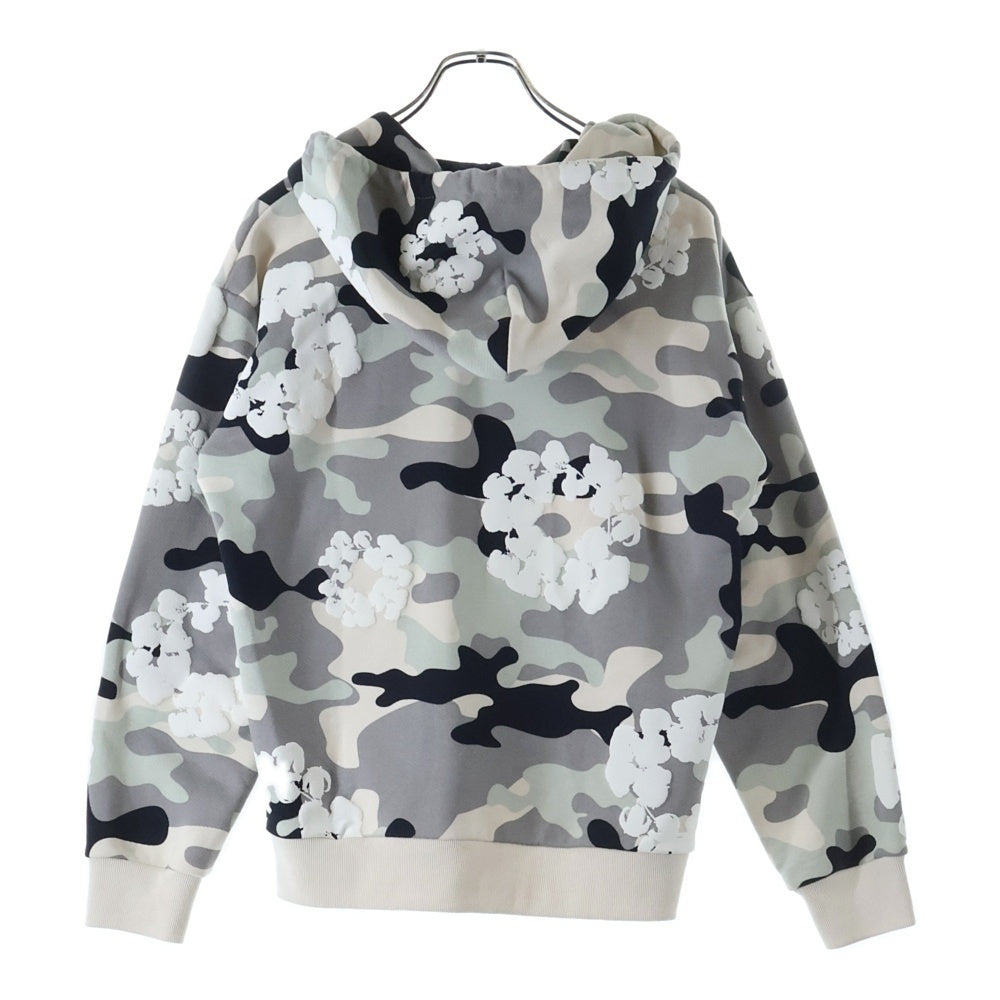 DENIM TEARS(デニムティアーズ) CAMO COTTON WREATH カモフラ 迷彩 ジップアップパーカー スウェットフーディー ホワイト