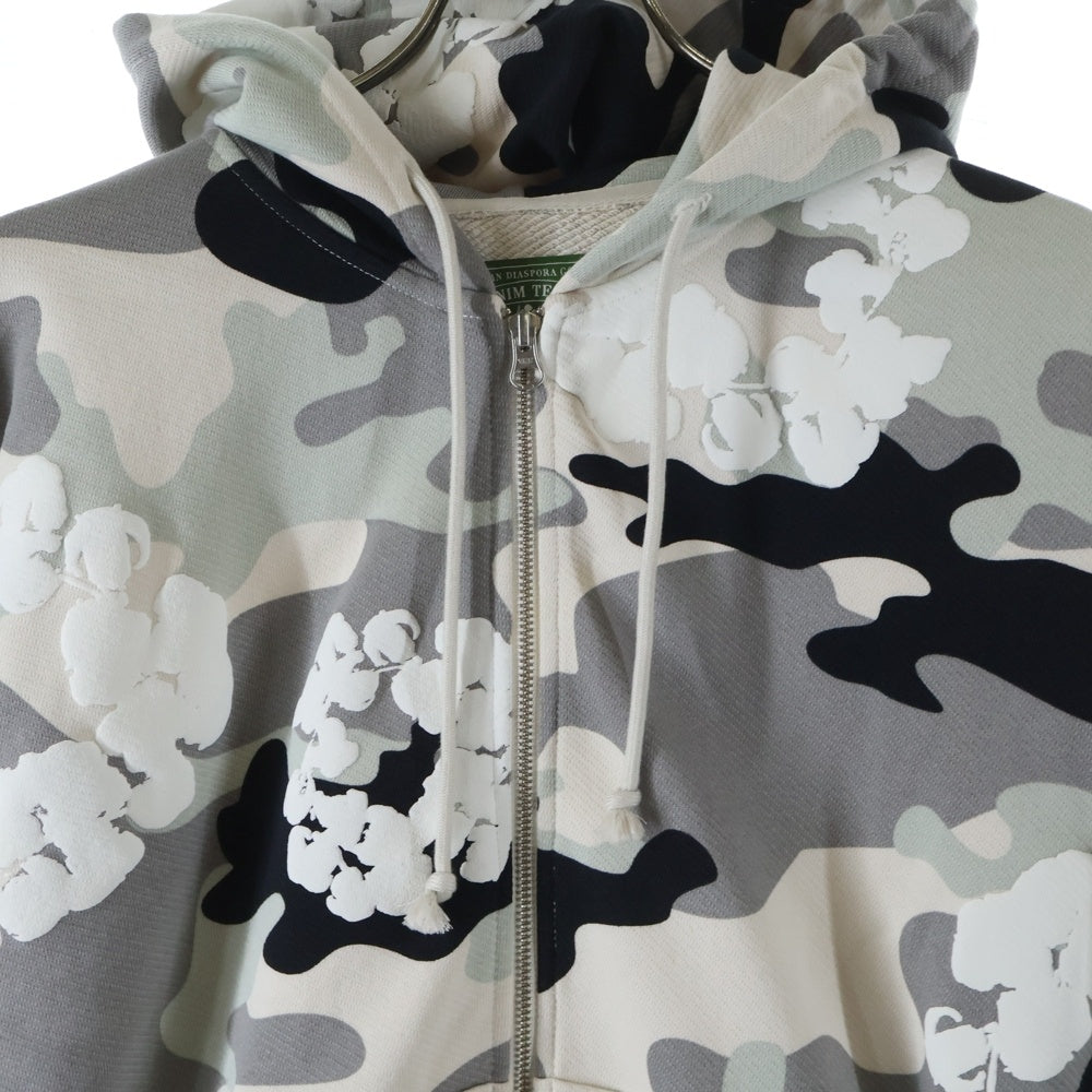DENIM TEARS(デニムティアーズ) CAMO COTTON WREATH カモフラ 迷彩 ジップアップパーカー スウェットフーディー ホワイト