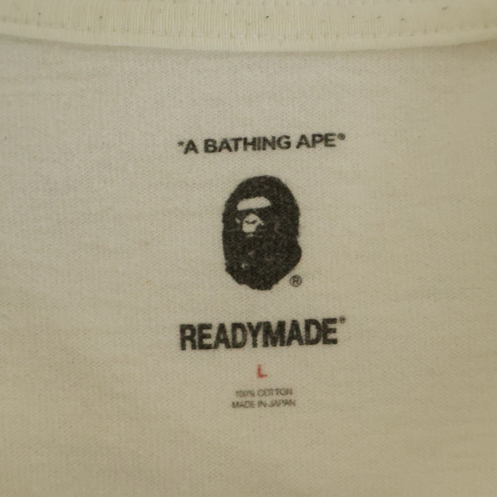 READY MADE(レディメイド) ×A BATHING APE アベイジングエイプ クルーネック 半袖Tシャツ ホワイト