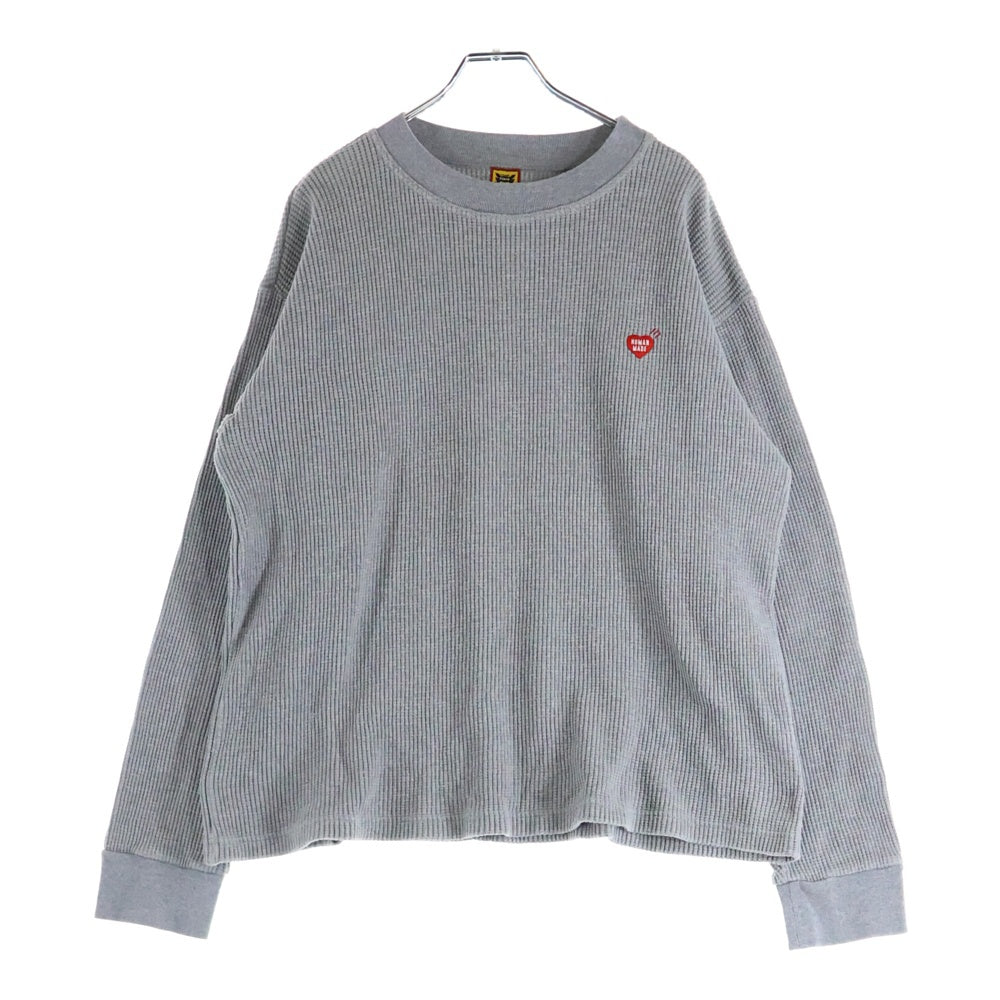 HUMAN MADE(ヒューマンメイド) ハートロゴ刺繍 サーマルニット クルー