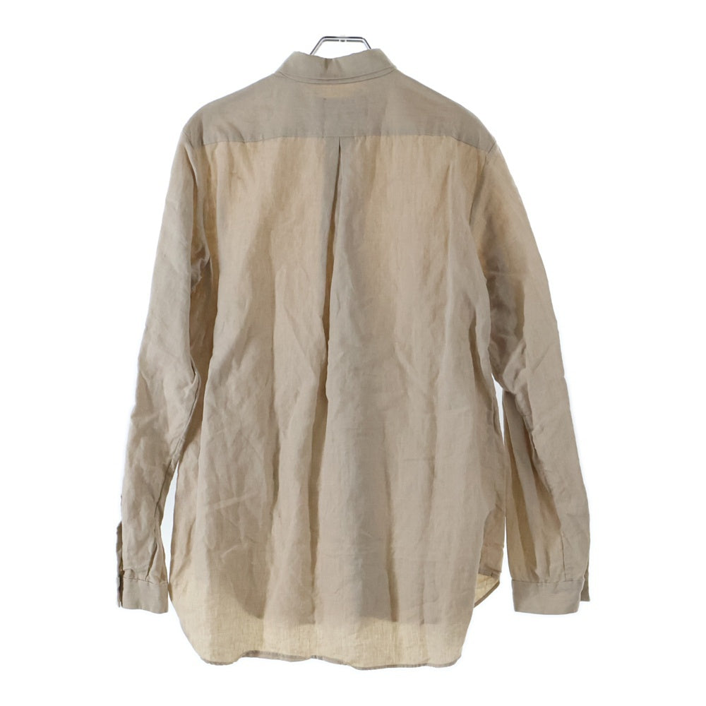 NO BRAND(ノーブランド) kaval Basic plain shirt リネン 長袖シャツ ベージュ