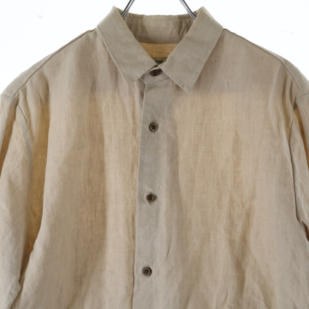 NO BRAND(ノーブランド) kaval Basic plain shirt リネン 長袖シャツ ベージュ