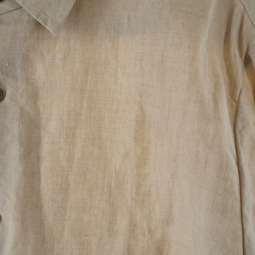 NO BRAND(ノーブランド) kaval Basic plain shirt リネン 長袖シャツ ベージュ