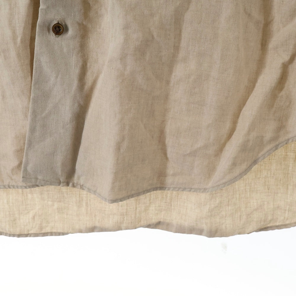 NO BRAND(ノーブランド) kaval Basic plain shirt リネン 長袖シャツ ベージュ