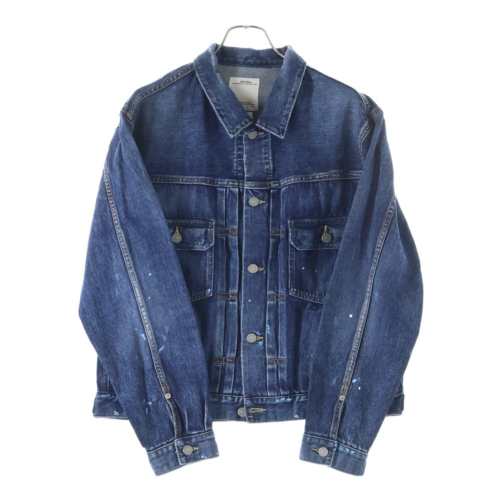 VISVIM(ヴィスヴィム) 23AW SS 101 JKT ペイント加工 デニムジャケット インディゴ 0123205006004