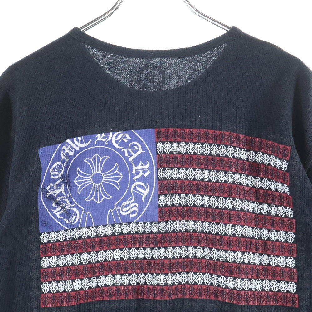 CHROME HEARTS(クロムハーツ) American Flag Thermal L/S Tee アメリカンフラッグ サーマルロングスリーブTシャツ 星条旗 ホースシュープリント ブラック