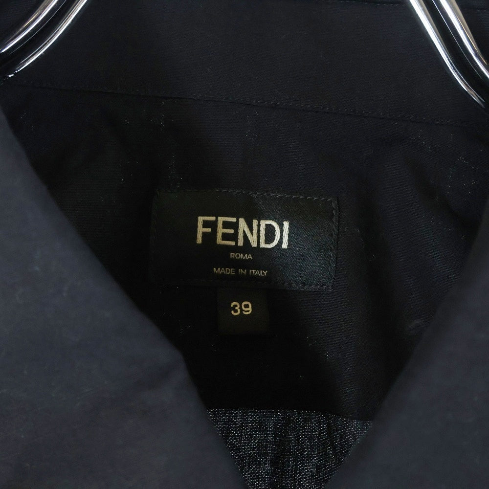 FENDI(フェンディ) Monster Shirts モンスターロゴ刺繍 コットン 長袖シャツ ブラック FS0571 A4S1