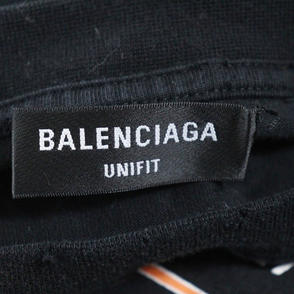BALENCIAGA(バレンシアガ) 22SS アーチロゴ ユーズド加工 長袖 クルーネック Tシャツ ロンT ブラック 681046 TLVJ1