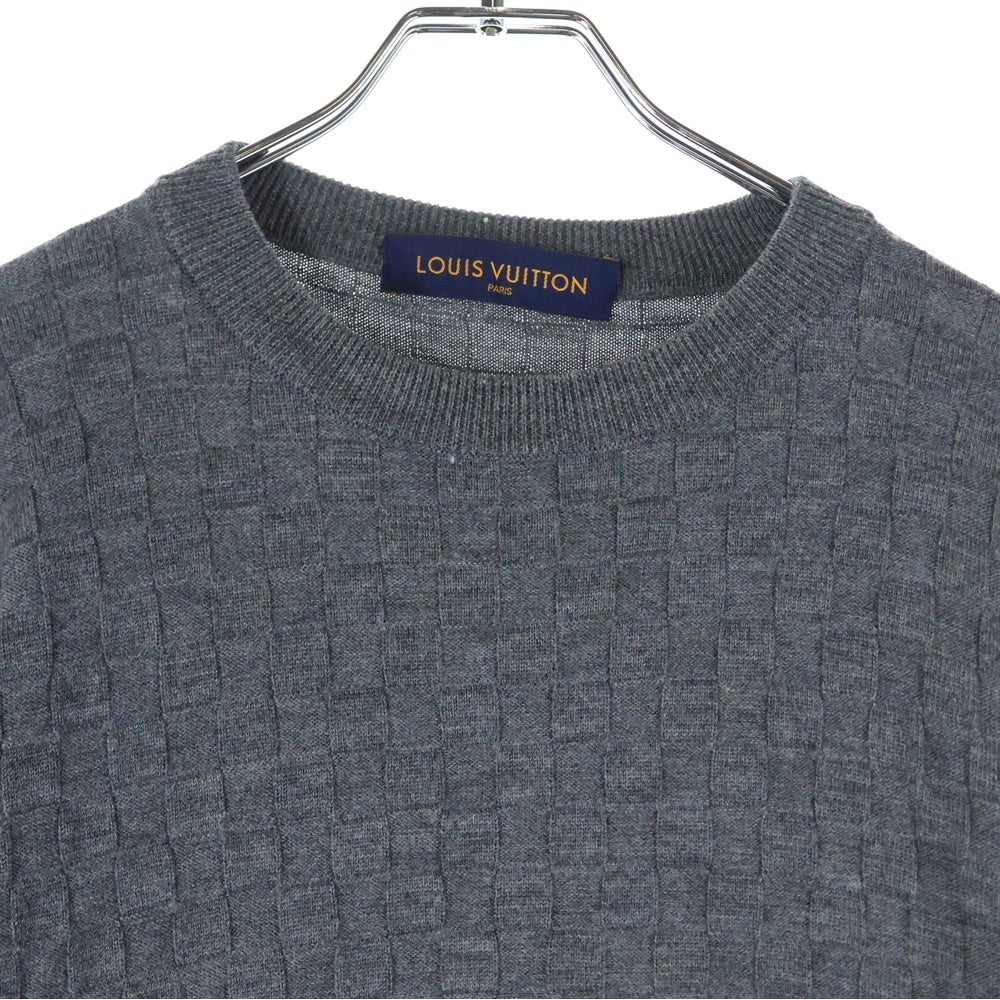 LOUIS VUITTON(ルイヴィトン) 20AW ダミエ総柄クルーネックニット長袖セーター グレー RM202Q VOR HJN40W
