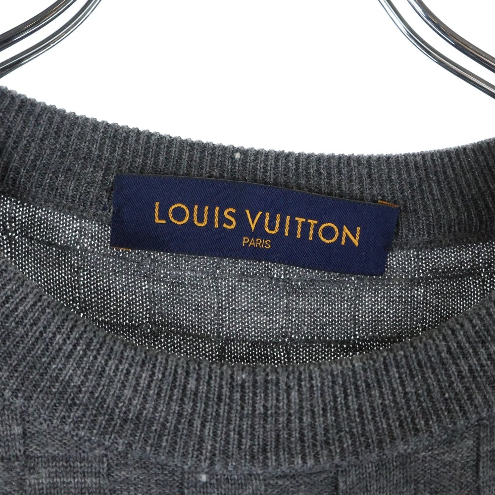 LOUIS VUITTON(ルイヴィトン) 20AW ダミエ総柄クルーネックニット長袖セーター グレー RM202Q VOR HJN40W