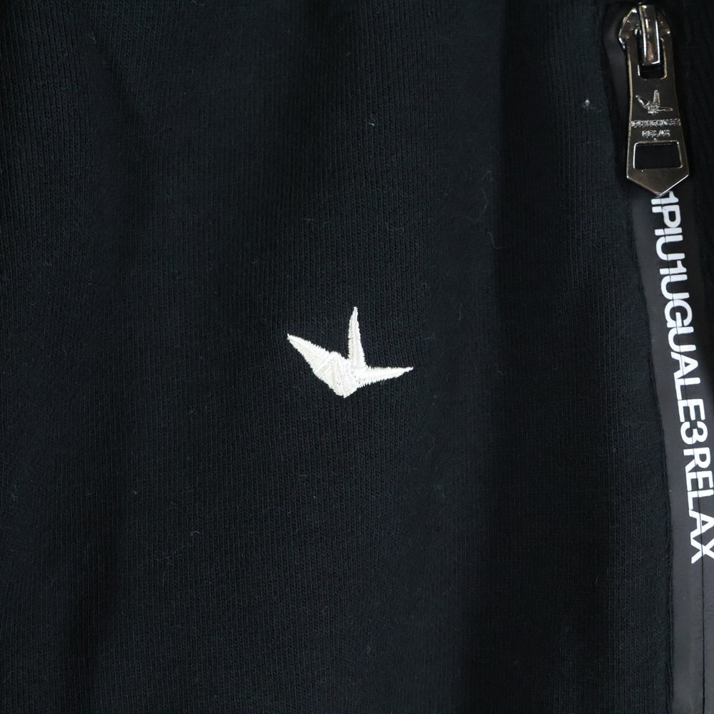 1 PIU 1 UGUALE 3 RELAX(ウノピゥウノウグァーレトレ) ジップロゴ スウェットロングパンツ ブラック USB-24079