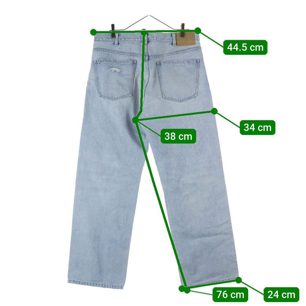 CELINE(セリーヌ) ダメージ加工 ワイドシルエット デニムパンツ インディゴ N946 629V 08ZY