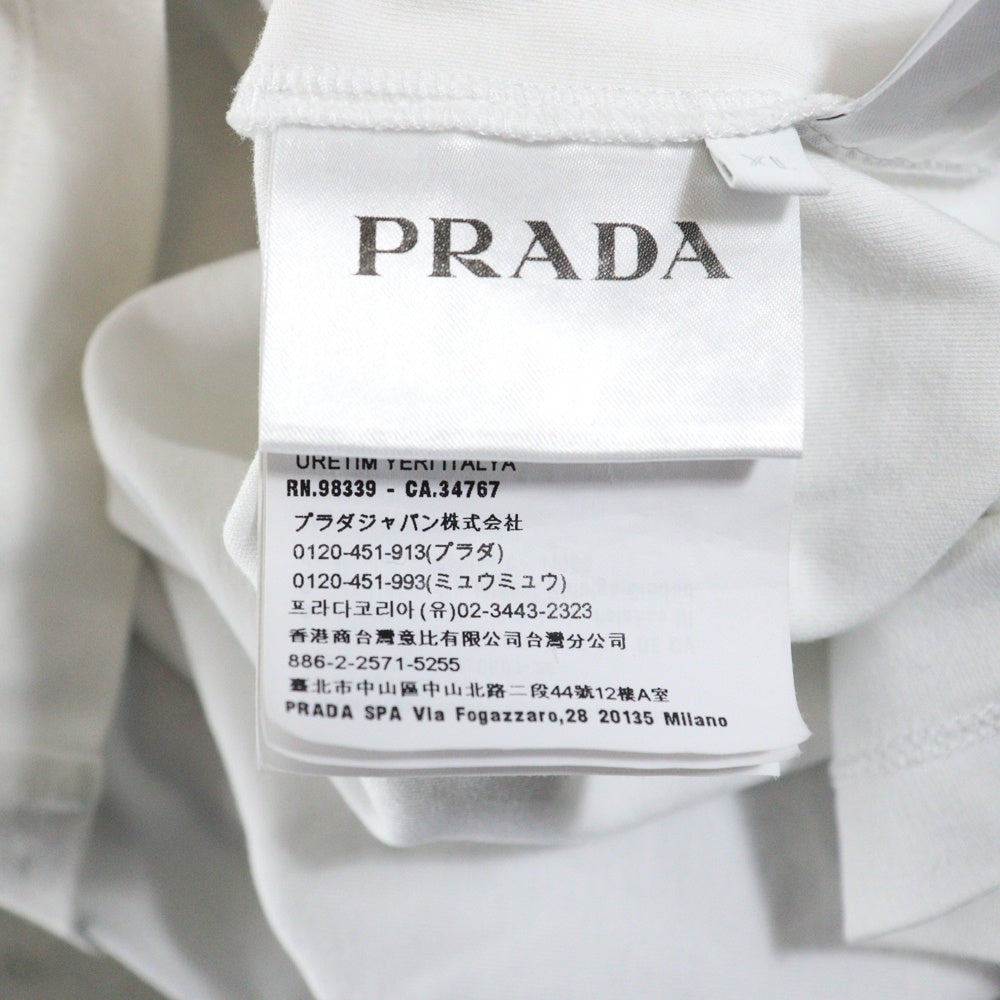 PRADA(プラダ) フロントトライアングルロゴプレート クルーネック 半袖Tシャツ ホワイト UJN861 S232 240