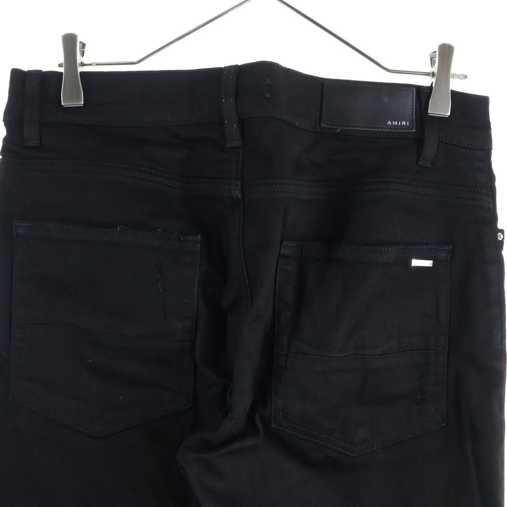 AMIRI(アミリ) MX1 JEAN レザー蛇腹切替 ダメージ加工 バイカースキニーデニムパンツ ブラック