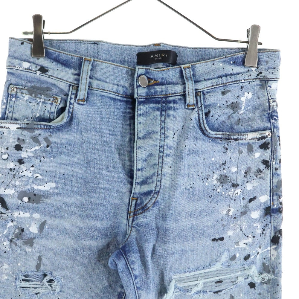 AMIRI(アミリ) MX-1 蛇腹ダメージペイント加工 スキニーデニムパンツ インディゴ