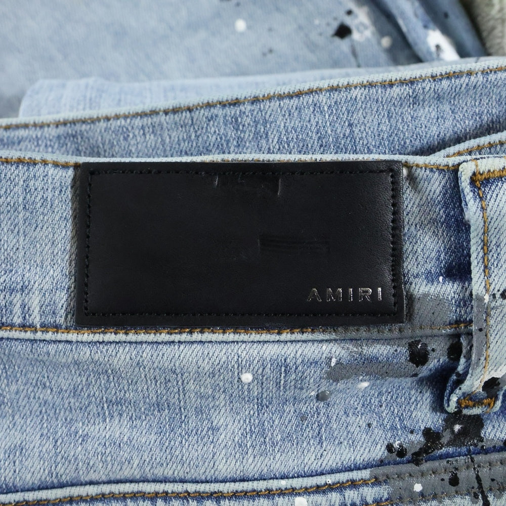 AMIRI(アミリ) MX-1 蛇腹ダメージペイント加工 スキニーデニムパンツ インディゴ