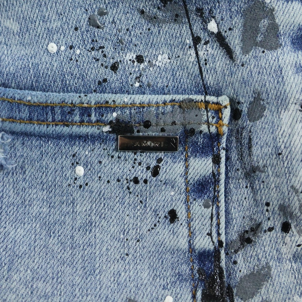 AMIRI(アミリ) MX-1 蛇腹ダメージペイント加工 スキニーデニムパンツ インディゴ