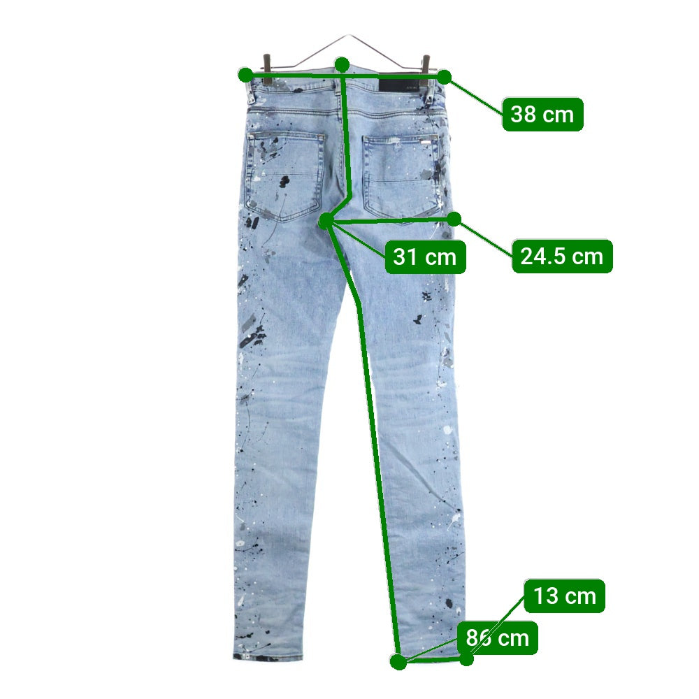 AMIRI(アミリ) MX-1 蛇腹ダメージペイント加工 スキニーデニムパンツ インディゴ