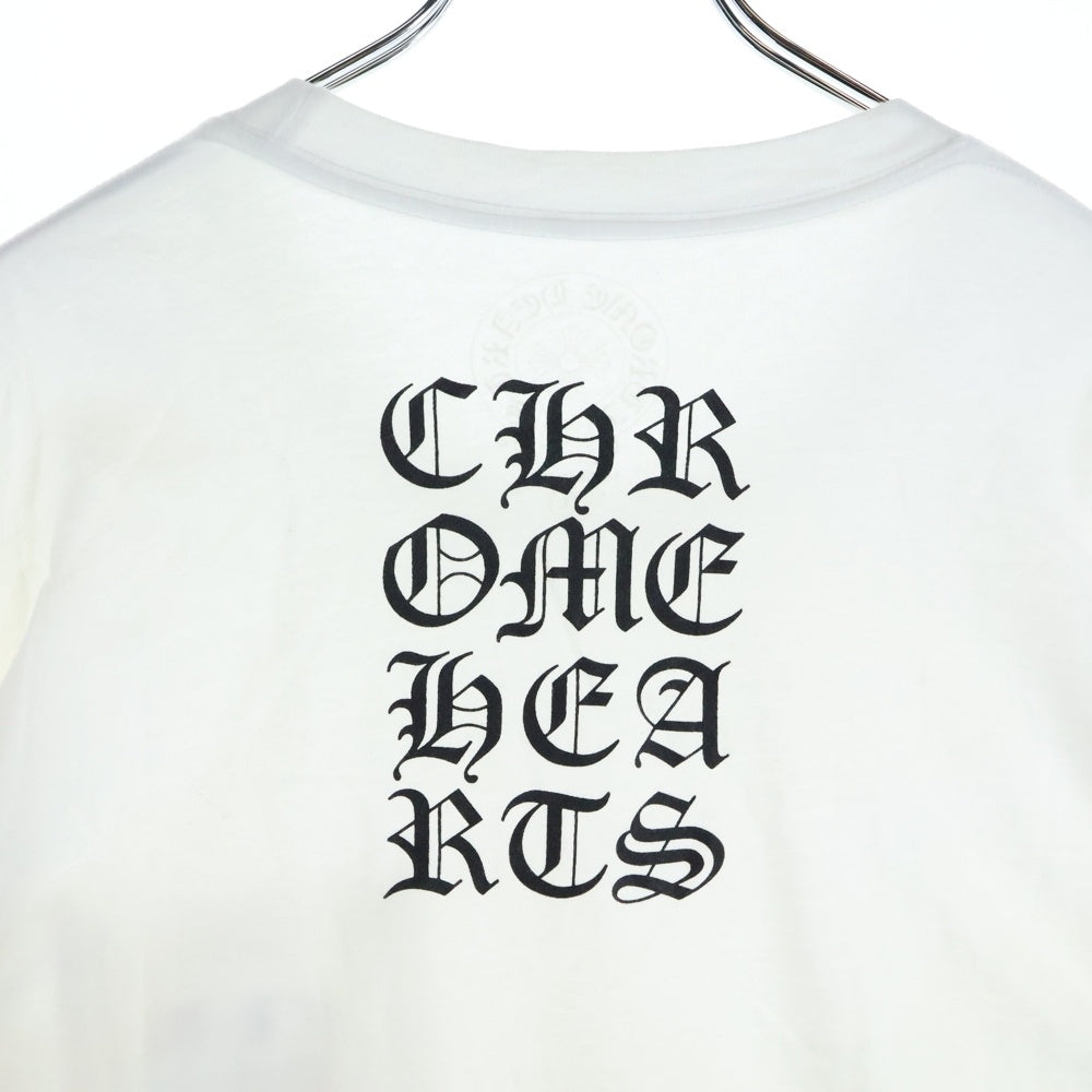 CHROME HEARTS(クロムハーツ) Vertical Logo Tee ヴァーティカルロゴ 長袖Tシャツ 胸ポケットロゴ バックロゴ 長袖カットソー ホワイト