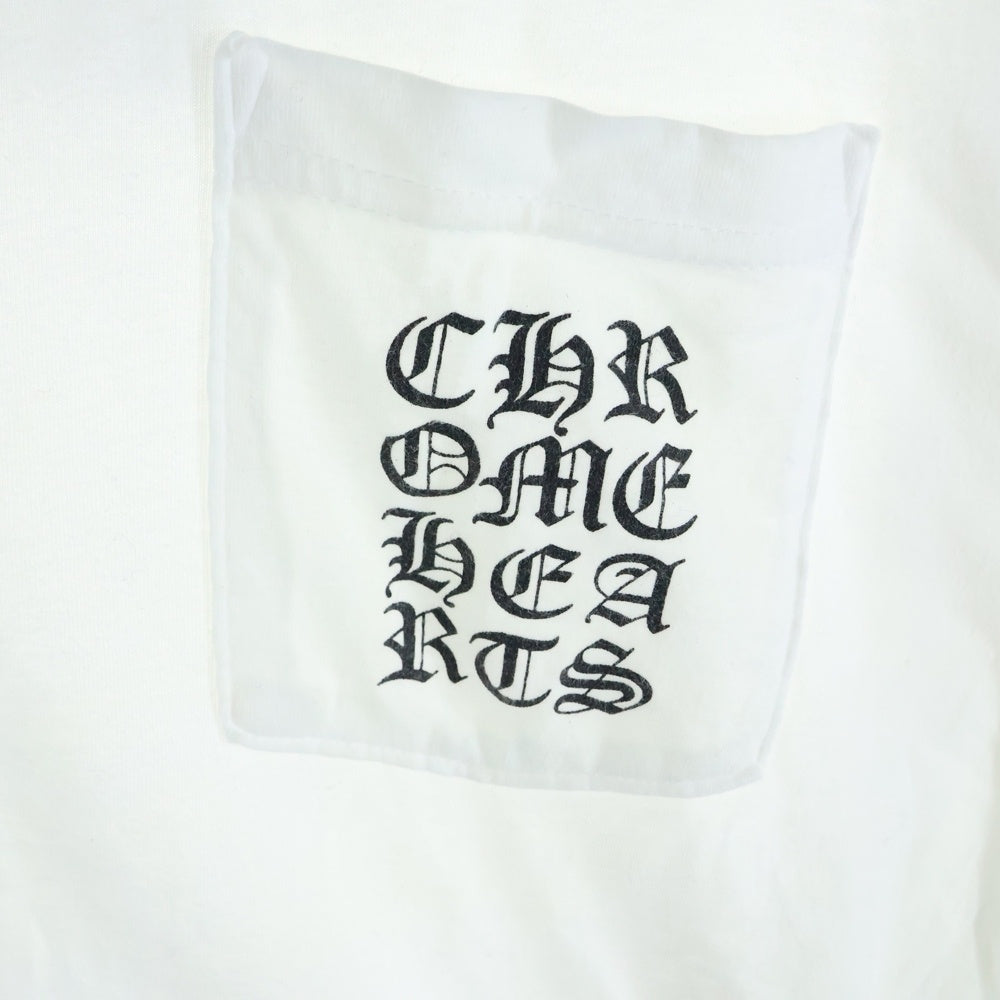CHROME HEARTS(クロムハーツ) Vertical Logo Tee ヴァーティカルロゴ 長袖Tシャツ 胸ポケットロゴ バックロゴ 長袖カットソー ホワイト